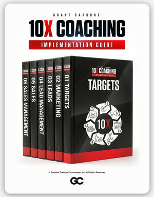Set of books titled '10X Coaching Implementation Guide' with a focus on coaching strategies.