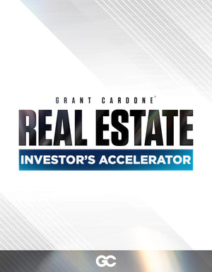 Cover of 'Real Estate Investor's Accelerator' by Grant Cardone on a white and gray gradient background.