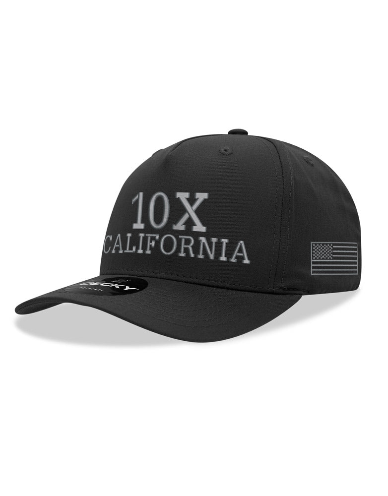 10X California Hat - Snapback Hat Black with Grey Lettering