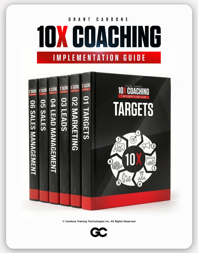 Set of books titled '10X Coaching Implementation Guide' with a focus on coaching strategies.