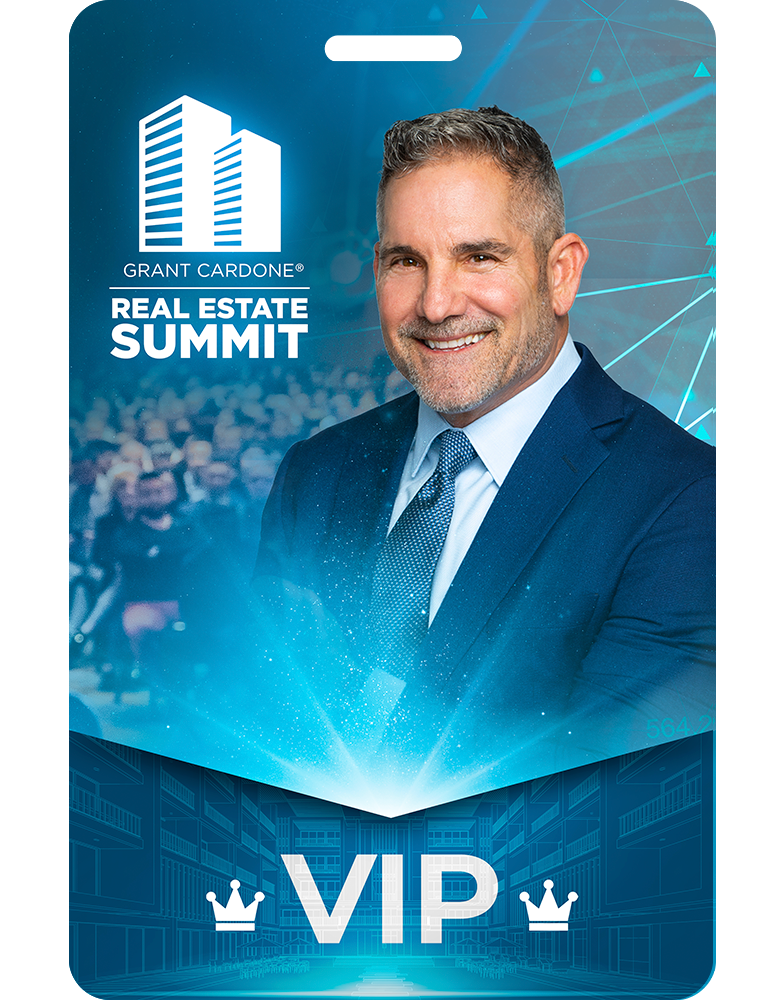 Grant Cardone Real Estate Summit VIP Pass — official event badge for the 2026 Real Estate Summit in Miami, FL featuring Grant Cardone.