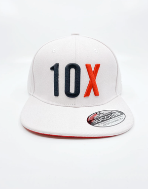 10X Black & Red on White – Five Panel Snapback Hat